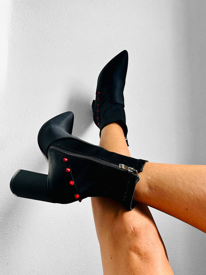 Tronchetti Red Studs - In Tessuto - PinUp Shoes