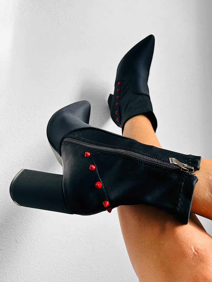 Tronchetti Red Studs - In Tessuto - PinUp Shoes