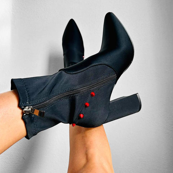 Tronchetti Red Studs - In Tessuto - PinUp Shoes