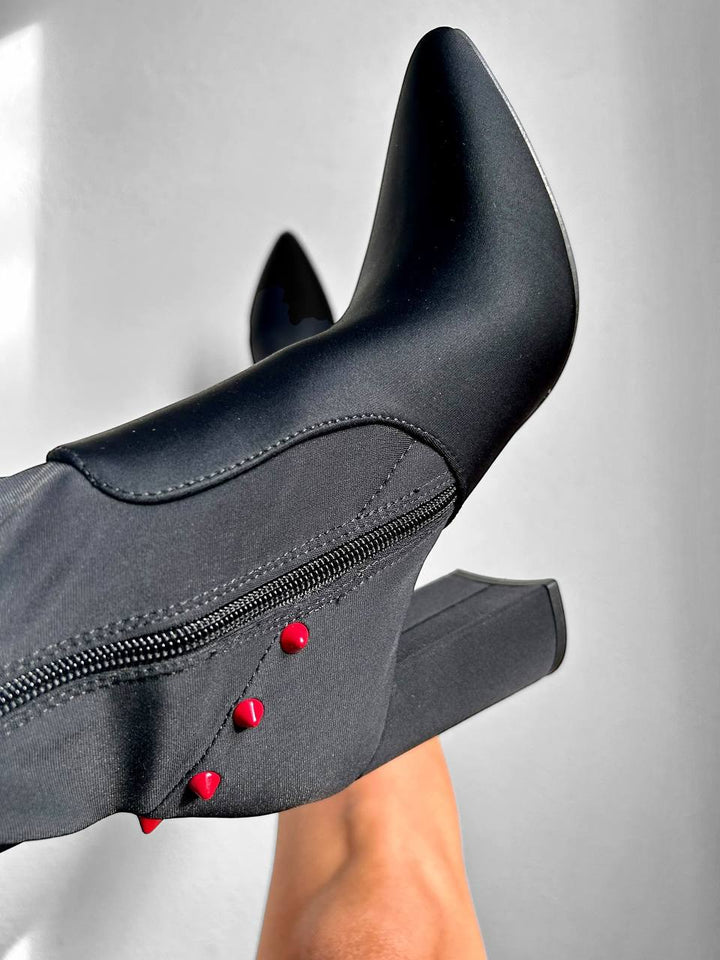 Tronchetti Red Studs - In Tessuto - PinUp Shoes