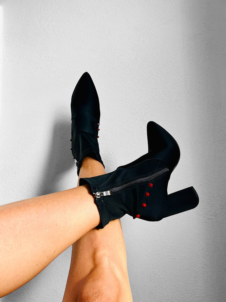 Tronchetti Red Studs - In Tessuto - PinUp Shoes